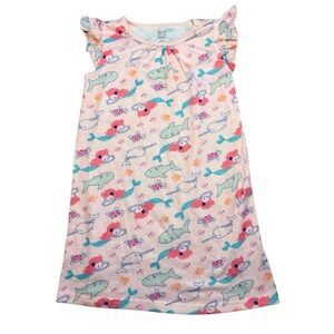 Girls Shark and Mermaid Pajama‎ Nightgown Sz 4T